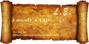 Lancsák Edit névjegykártya